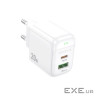 Зарядний пристрій BOROFONE BAS44A 1xUSB-C PD20W + 1xUSB QC3.0 white (6941991113840)