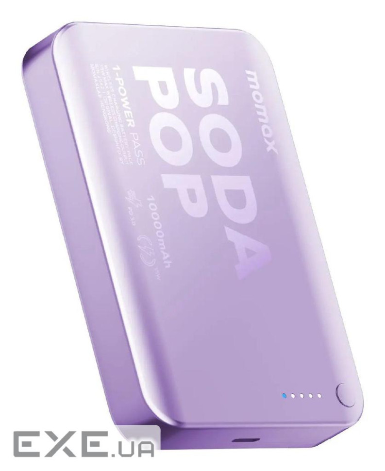 Портативний зарядний пристрій WRL 10000MAH PURPLE IP166U MOMAX