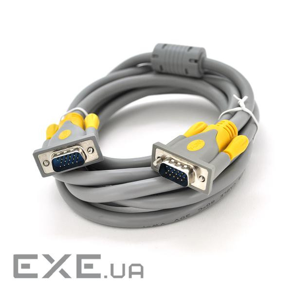 Кабель Merlion (YT-VGA(M)/(M)3+6GR-5m/09054) VGA-VGA, 5м, Gray-Yellow, пакет