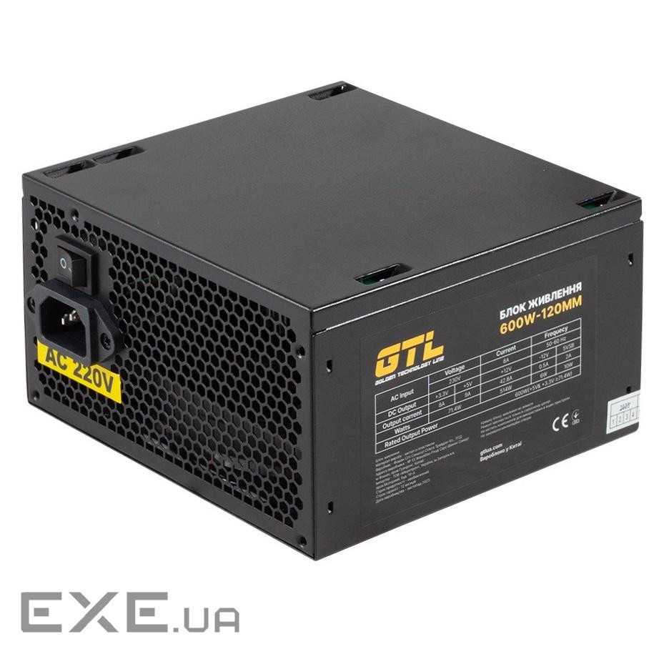 Блок живлення 600 Вт, GTL Gaming Star, Black, 120 мм , 2xMolex / 4xSATA / 2x6+2-pin / 2x4 (GTLGS600BK)