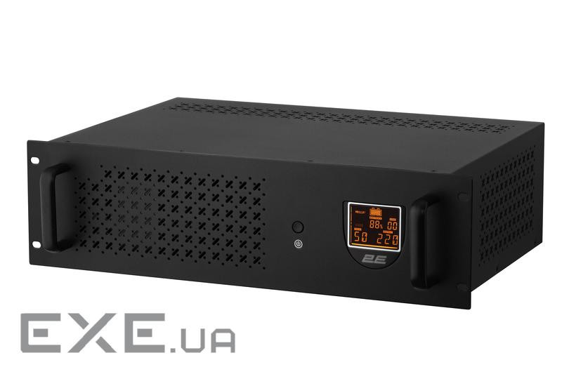 Джерело безперебійного живлення 2E RE1200, 1200VA/720W, RM 3U, LCD, USB, 3xSchuko (2E-RE1200) 2E RE1200, 1200VA/720W, RM