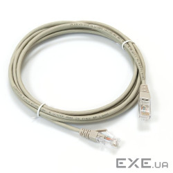 Патч-корд кат. 6, 26AWG Slim, D4мм, RJ45-RJ45, сірий, 3 м, U/UTP, LSZH, Corni (CCAVGE-D1002-A030-C0) , U/UTP, LSZH, Corn