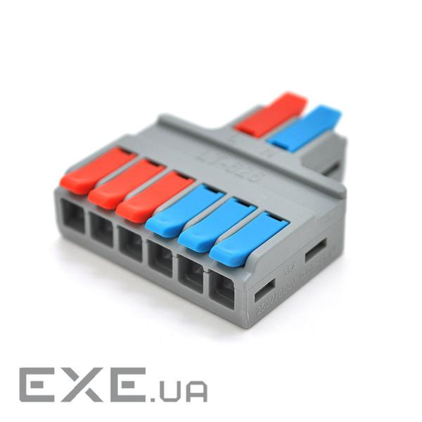 Клемна колодка з натискними затискачами 2х6-дроти LT-626 для розподільних коробок, (LT-626 cіра) )