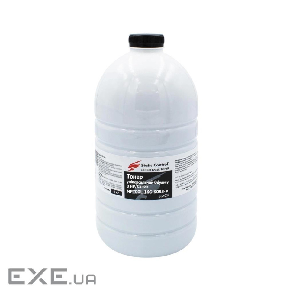 Тонер HP/Canon MPTCOL OS3 1 кг black (фасовка) Static Control (MPTCOL-1KG-KOS3-P)