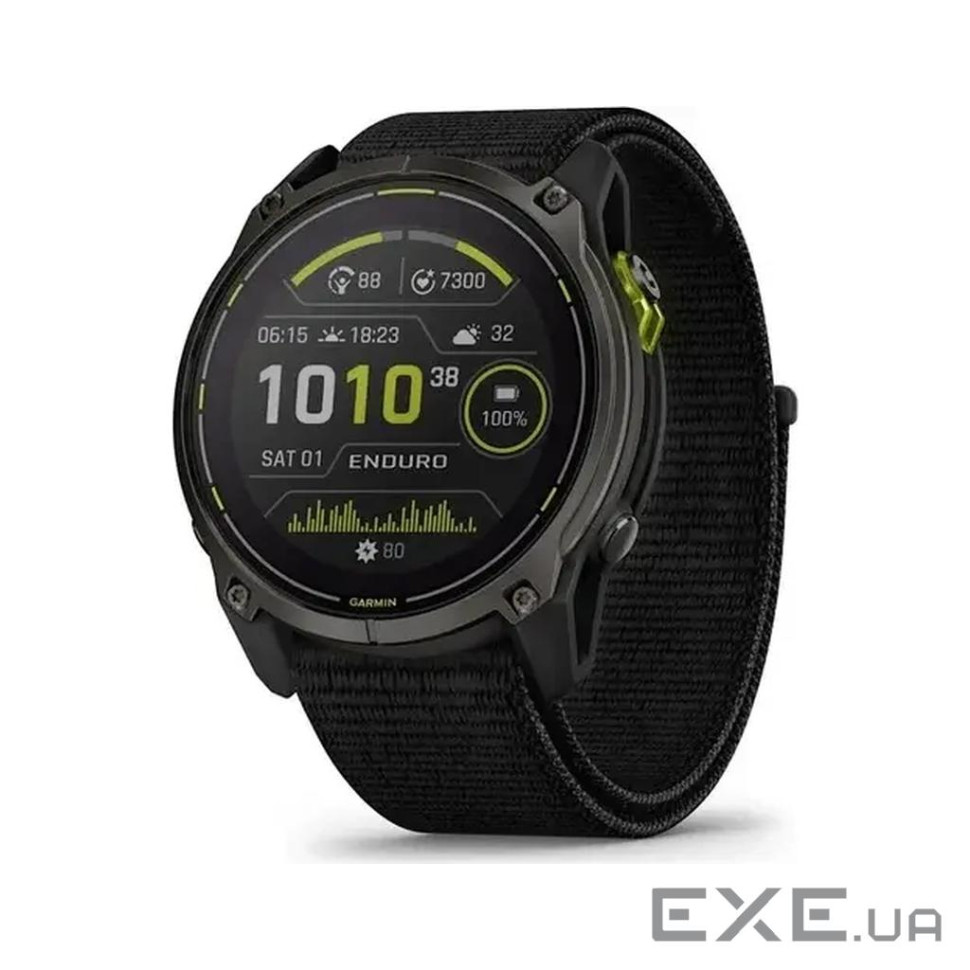 Смарт-годинник Garmin Enduro 3, Crbn Gry DLC Ti w/Blk Sport Loop Band, GPS (010-02751-01)