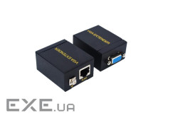 Перехідник обладнання VGA HD15 M/F 60.0m,(1xRJ45) 1080p metal cat.5e/6,чорний (62.09.8096-1) (62.09.8096-1)