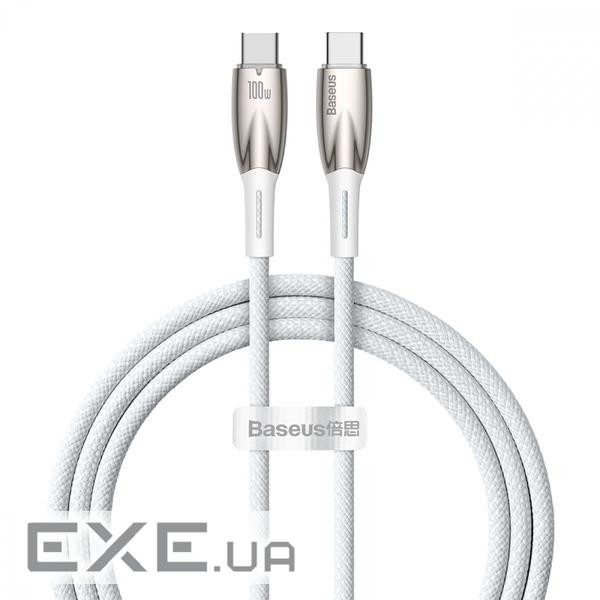 Кабель Baseus Glimmer Series Fast Charging Type-C to Type-C 100W (1m) white (CADH000702)