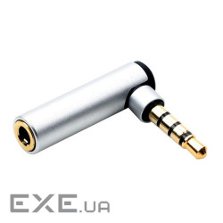 Перехідник аудіо Jack 3.5mm 4pin M/F,адаптер кутовий 90ё AUX Gold,срібний (62.09.8291-1) (62.09.8291-1)