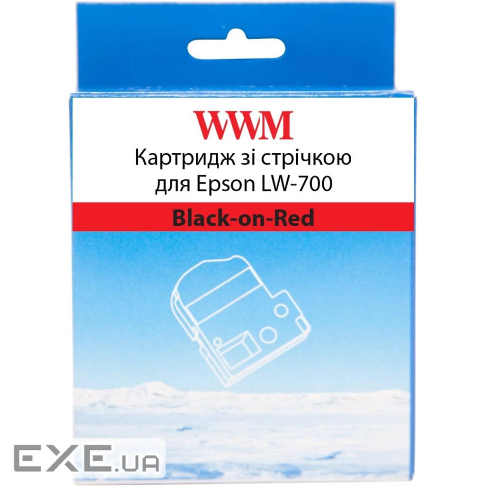 Картридж зі стрічкою WWM для Epson LW-700 24mm х 8m Black-on-Red (WWM-SC24R) 8m Black-on-Red (WWM-SC24R)