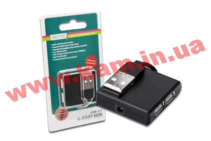 Концентратор DIGITUS USB 2.0, 4 порти, Чорний (DA-70217)