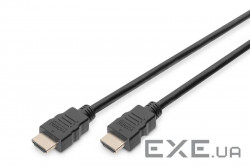 Кабель HDMI (AM/AM) DIGITUS High Speed + Ethernet 5м, позолоч.роз'єми, Black/Чер (AK-330107-050-S)