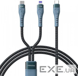 Дата кабель USB-C to USB-C + Lightning 1.3m Azeada 27W/100W black Proda (PD-B73th-BK)