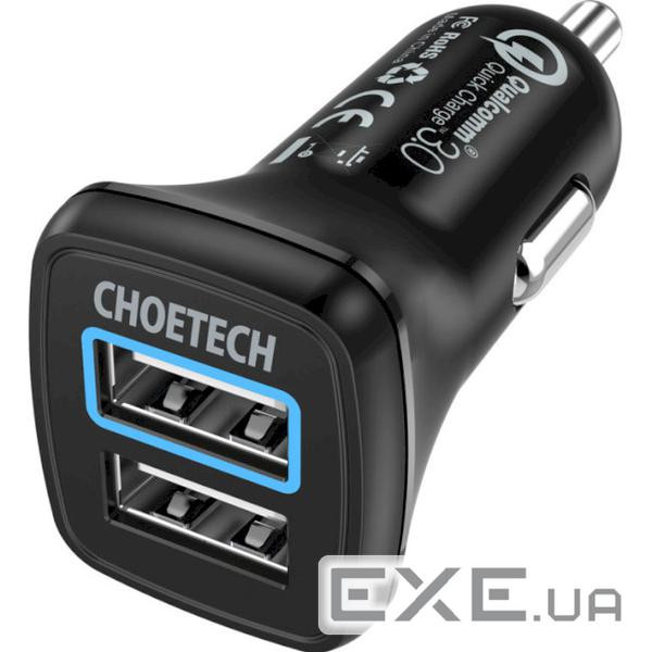 Автомобільний зарядний пристрій CHOETECH C0051 36W Dual USB Car Charger Black