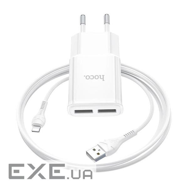 Набір СЗУ 110-240V HOCO C88A+ кабель Lighting, 2xUSB, 2.4A, кабель 1м, White, Box (C88A / LW) , White, Box (C88A / LW)