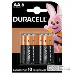 Батарейка Duracell AA лужні 6 шт. в упаковці (5007757) (5000394107458 / 81485016)