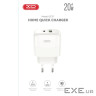 Зарядний пристрій XO 1xUSB QC3.0 + 1xUSB-C PD20W (XO-QC37)