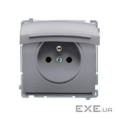 Розетка электрическая Basic с заземлением French с крышкой IP44, сталь inox (BMGZ1B.01/21)
