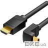 Кабель HDMI M - M, 1.5 м, V2.0, 4K 60Гц, кут 90, PVC, чорний Vention (AARBG)