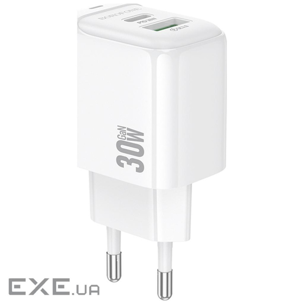 Зарядний пристрій BOROFONE BAS45A 1xUSB-C PD30W + 1xUSB QC3.0 white (6941991113871)