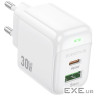 Зарядний пристрій BOROFONE BAS45A 1xUSB-C PD30W + 1xUSB QC3.0 white (6941991113871)
