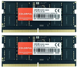 Пам"ять SO-DIMM, DDR5, 16Gb x 2 (32Gb Kit), 5600 MHz, Colorful, 1.1V, CL46 (X004UP75N7)