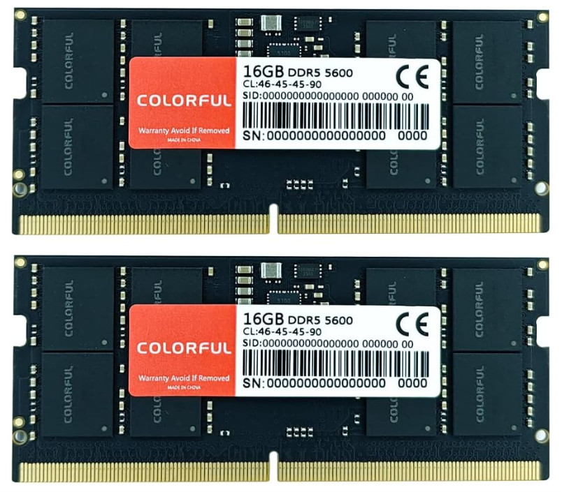 Пам"ять SO-DIMM, DDR5, 16Gb x 2 (32Gb Kit), 5600 MHz, Colorful, 1.1V, CL46 (X004UP75N7)