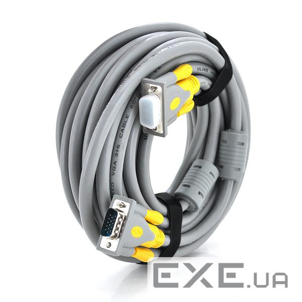 Кабель Merlion (YT-VGA(M)/(M)3+6GR-20m/16191) VGA-VGA, 20м , Gray/Yellow