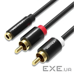 Кабель Vention 3.5 мм - 2хRCA (F/M), 1 м, Black (VAB-R01-B100)