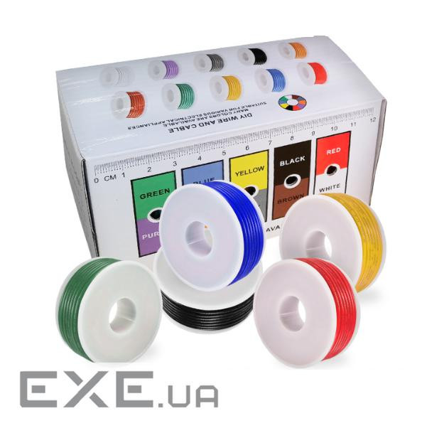 Кабель силіконовий луджений AWG 30 30AWG / 0,55квМ / 600В, 5*20 метрів, CU, во (30AWG / 0,55 / 5*20)