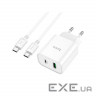 Зарядний пристрій HOCO C80A Plus Rapido PD20W+QC3.0 charger set(C to C) White (6931474779908)