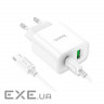 Зарядний пристрій HOCO C80A Plus Rapido PD20W+QC3.0 charger set(C to C) White (6931474779908)