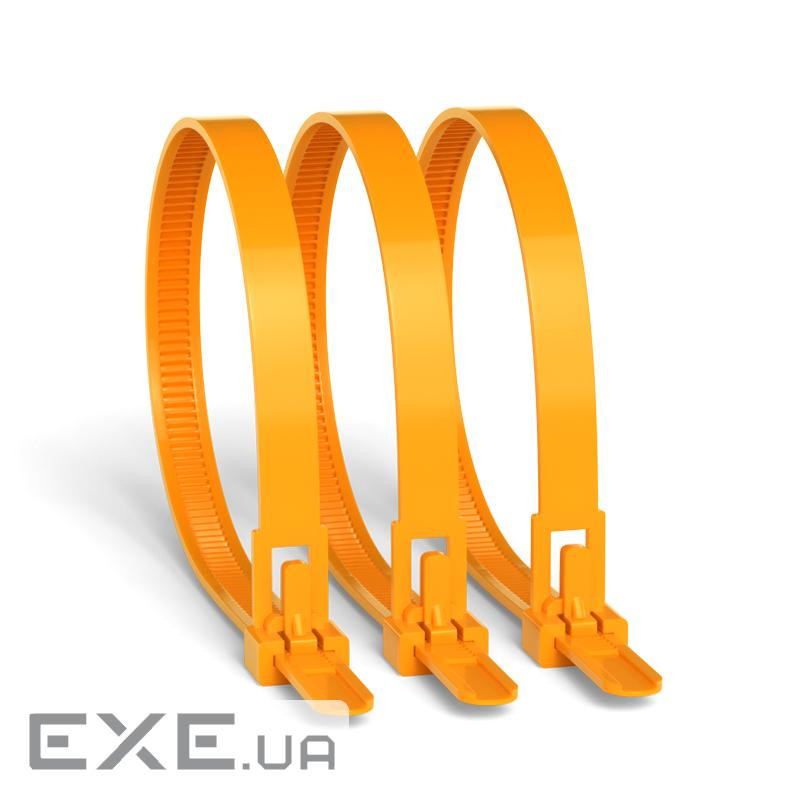 Стяжка багаторазова 250х8.0 мм, 100 шт, помаранчева (INCT-25080U-OR)