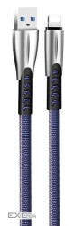 Дата кабель USB 2.0 AM to Lightning 1.0m zinc alloy blue ColorWay (CW-CBUL010-BL)