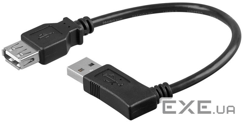 Кабель Goobay USB2.0 A M/F 0.15m, AWG24+28 90 право 2xS D=4.5mm (75.09.5701-50)