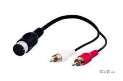 Перехідник Goobay аудіо DIN-RCAx2 F/M,0.2m 5pin Left/ Right Y-form Gold (75.05.0004-1)