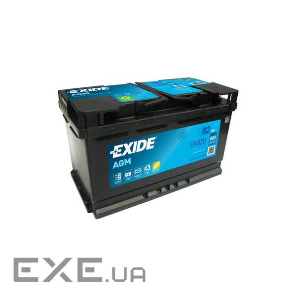 Акумулятор автомобільний EXIDE START-STOP AGM 82Ah Ев (-/+) (800EN) (EK820)