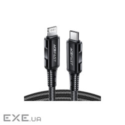 Кабель ACEFAST C4-01 Type-C to iP 3A, 30W, 1.8m, nylon, zinc connectors, Black (AFC4-01B)