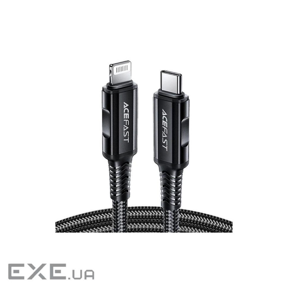 Кабель ACEFAST C4-01 Type-C to iP 3A, 30W, 1.8m, nylon, zinc connectors, Black (AFC4-01B)