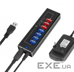 Хаб USB Dynamode 7 портів USB 3.0 - 4*USB3.0 передача даних +3*2,4А зарядка, з БЖ 3А/12 (DM-UH-P407)