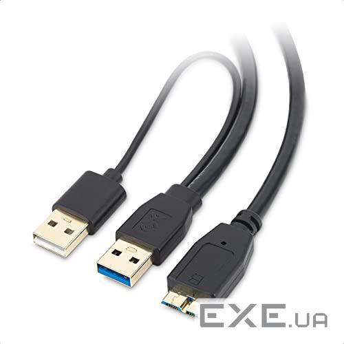 Кабель пристроїв USB3.0 Ax2-microB M/M (DualPower) 0.5m,3xShielded AWG28 Y-form,чорний (62.09.8407- (62.09.8407-