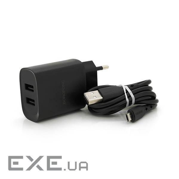 Набір BOROFONE BN2 СЗУ 2xUSB+ кабель Micro, 2.1A, 1м, Black, Box (BN2MB) , Black, Box (BN2MB)