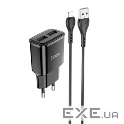 Набір СЗУ 110-240V HOCO C88A+ кабель Lighting, 2xUSB, 2.4A, кабель 1м, Black, Box (C88A / LB) , Black, Box (C88A / LB)