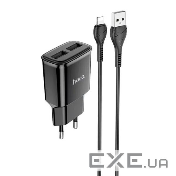 Набір СЗУ 110-240V HOCO C88A+ кабель Lighting, 2xUSB, 2.4A, кабель 1м, Black, Box (C88A / LB) , Black, Box (C88A / LB)