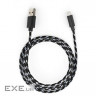 Дата кабель USB 2.0 AM to Micro 5P 2color nylon 1m black Vinga (VCPDCMBN31BK)