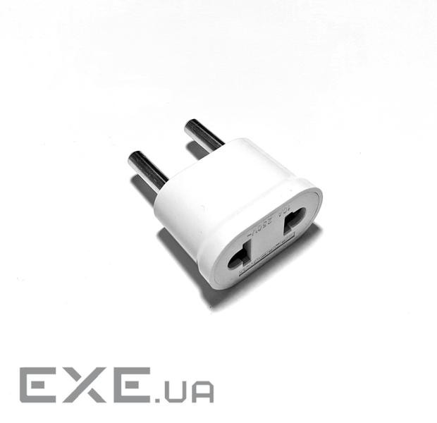 Перехідник живлення 220В плоский USA/AU на EURO розетки, білий (S0708)
