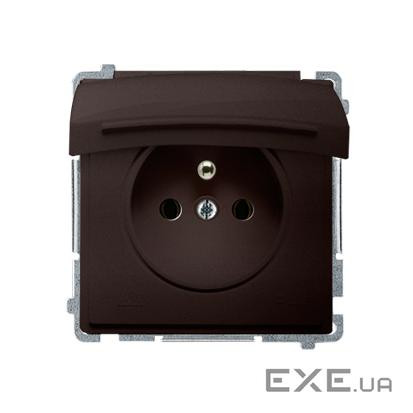Розетка электрическая Basic с заземлением French с крышкой IP44, шоколадный (BMGZ1B.01/47)