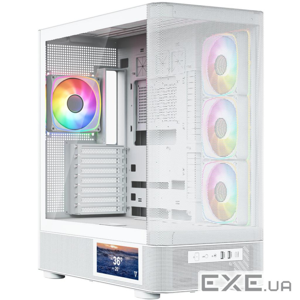 Корпус Modecom VOLCANO AQ400 ARGB MIDI SIDE LCD 6,2”, 4x120mm fans WHITE без БЖ A (MC-A-AQ400-4FA-W)