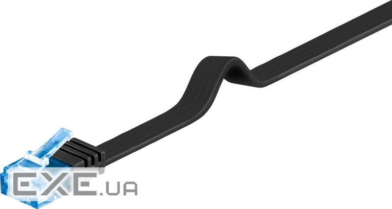 Патч-корд неекранованій RJ45 UTP6a 0.5m,patch AWG30 Flat OD 1.5x6.0mm,чорний (75.09.6301-10)