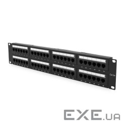 Патч-панель 48 порту UTP DUAL кат 5Е 19 ''2U НЕ екранована чорна Q20 (YT-09650)