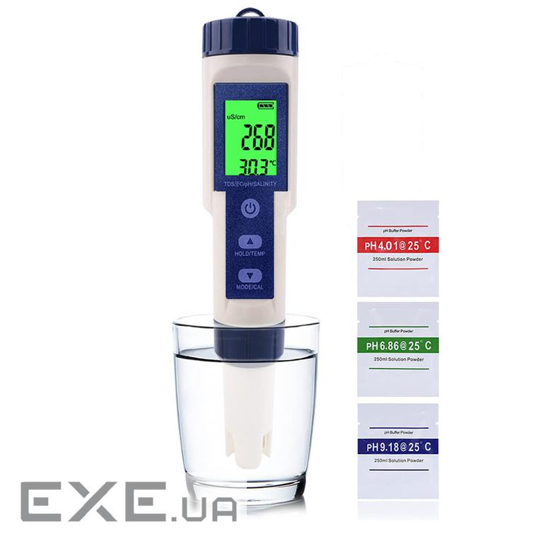 Аналізатор якості води ТДС / РН / Ес / SALT / Темп 5-в-1 EZ-9909A -1 EZ-9909A